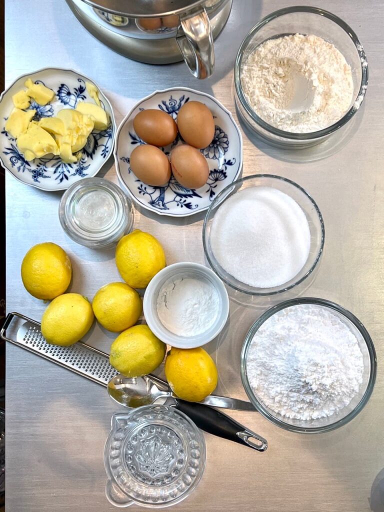 All ingredients for granny's lemon cake.