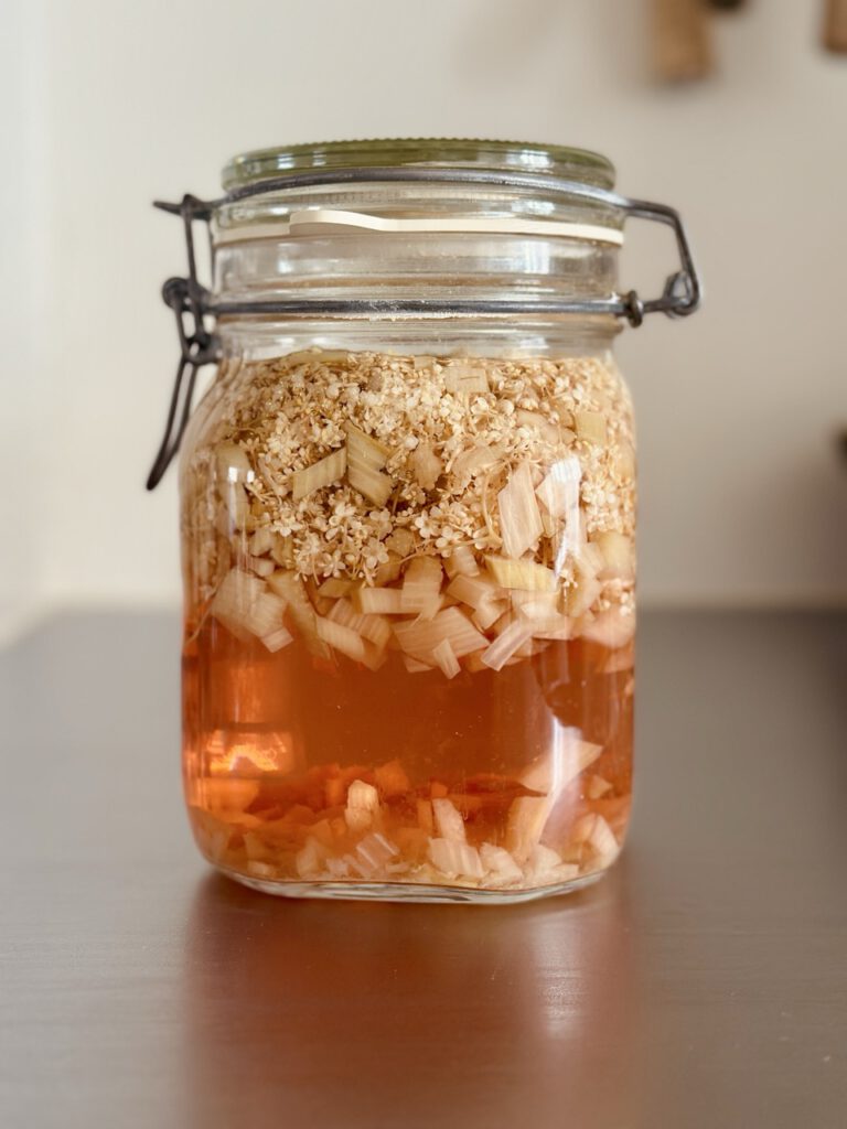 Rhabarber Holunderblüten-Essig Rezept von Vivikocht